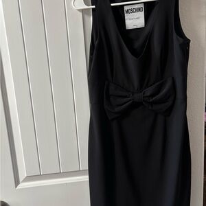 Moschino Black Sleeveless Midi Dress with Bow Waist